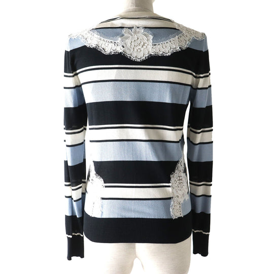 DOLCE&GABBANA cardigan Main: 100% silk Black x White x Blue type Women 36 Used Authentic