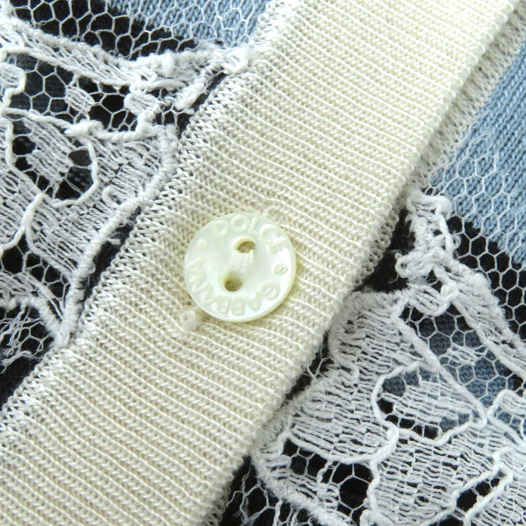 DOLCE&GABBANA cardigan Main: 100% silk Black x White x Blue type Women 36 Used Authentic