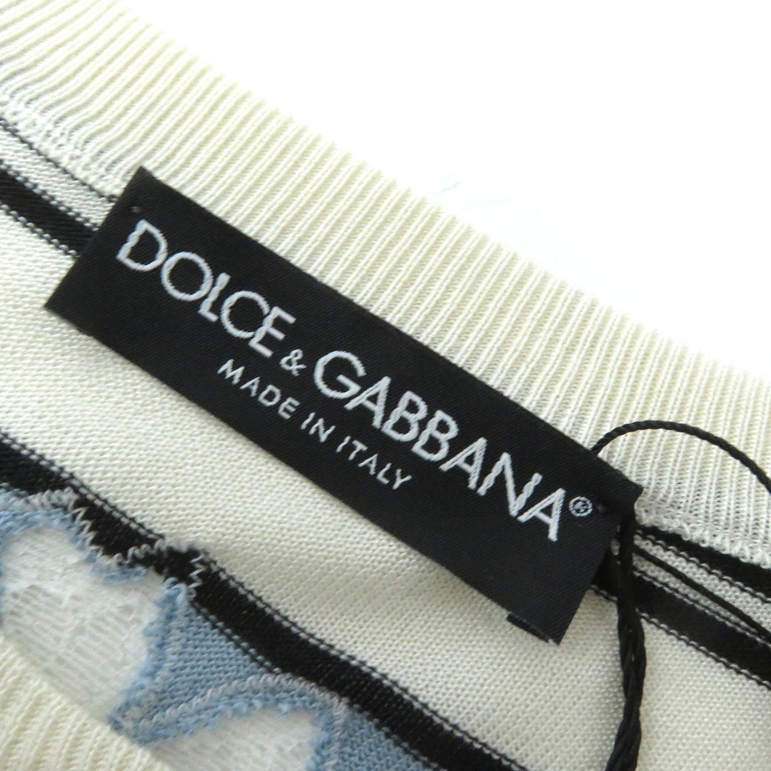 DOLCE&GABBANA cardigan Main: 100% silk Black x White x Blue type Women 36 Used Authentic
