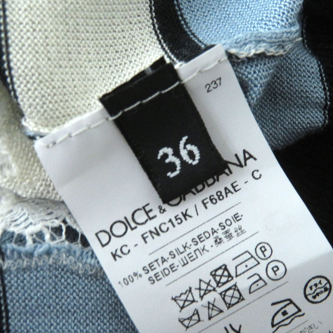 DOLCE&GABBANA cardigan Main: 100% silk Black x White x Blue type Women 36 Used Authentic