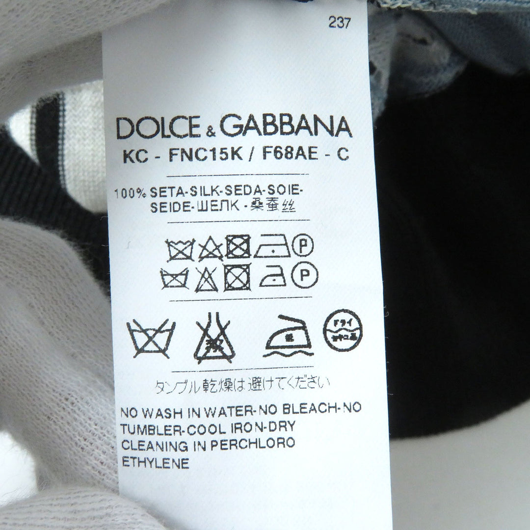DOLCE&GABBANA cardigan Main: 100% silk Black x White x Blue type Women 36 Used Authentic