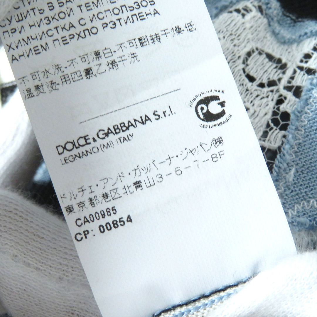 DOLCE&GABBANA cardigan Main: 100% silk Black x White x Blue type Women 36 Used Authentic