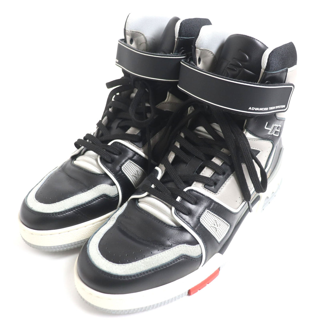 LOUIS VUITTON High cut sneakers 1A54IS Main: Leather Black x gray LV trainer line Velcro mens 6 Used Authentic