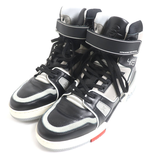LOUIS VUITTON High cut sneakers 1A54IS Main: Leather Black x gray LV trainer line Velcro mens 6 Used Authentic