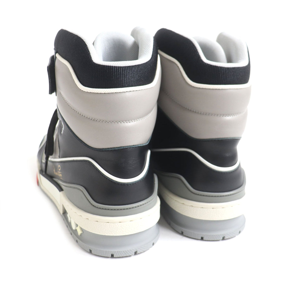 LOUIS VUITTON High cut sneakers 1A54IS Main: Leather Black x gray LV trainer line Velcro mens 6 Used Authentic