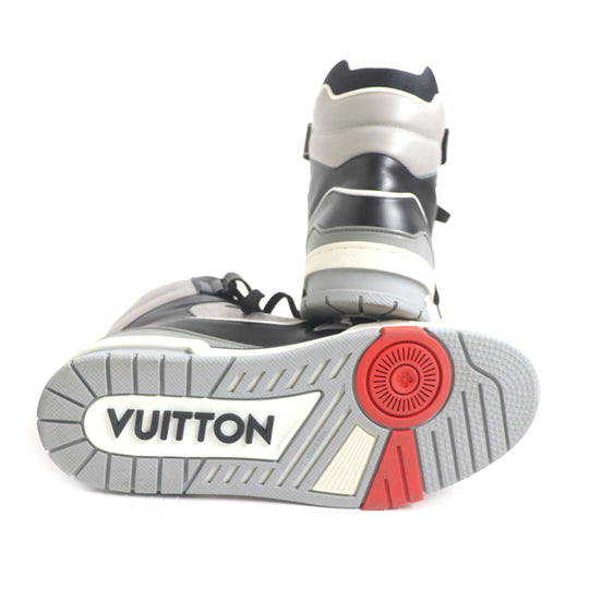 LOUIS VUITTON High cut sneakers 1A54IS Main: Leather Black x gray LV trainer line Velcro mens 6 Used Authentic