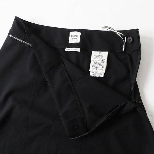 HERMES Tight Skirt Outer: 100% wool, lining trim: 88% rayon, 12% polyester black Women 34 Used Authentic