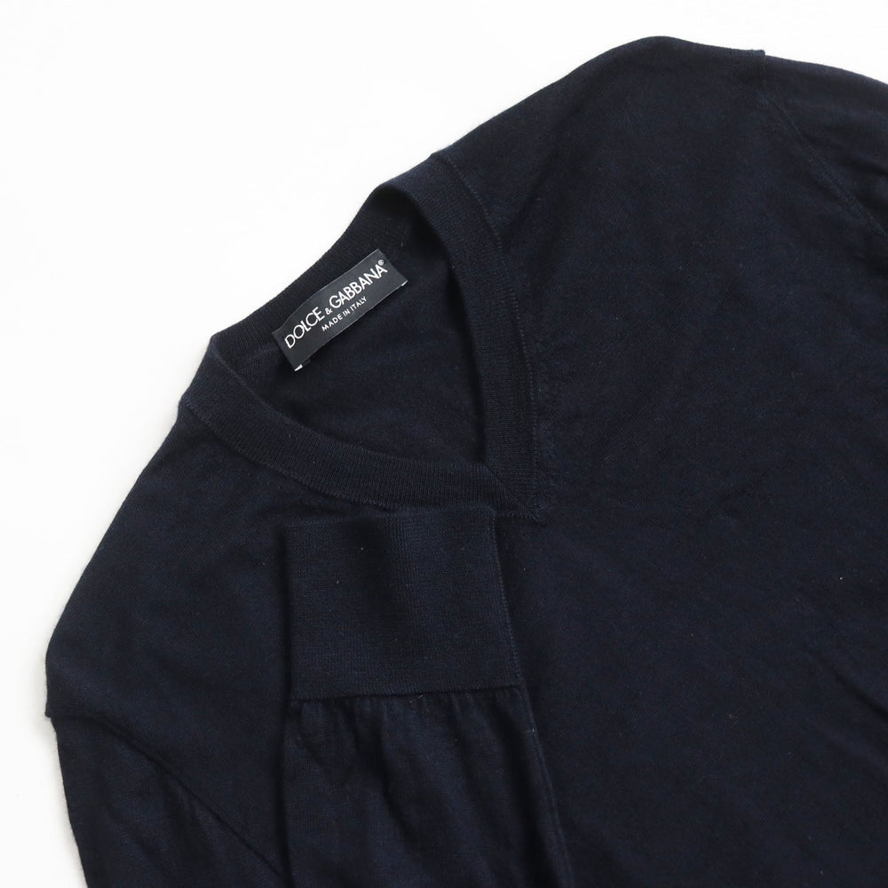 DOLCE&GABBANA sweater Main: 70% cashmere, Main: 30% silk Dark navy mens 48 Used Authentic