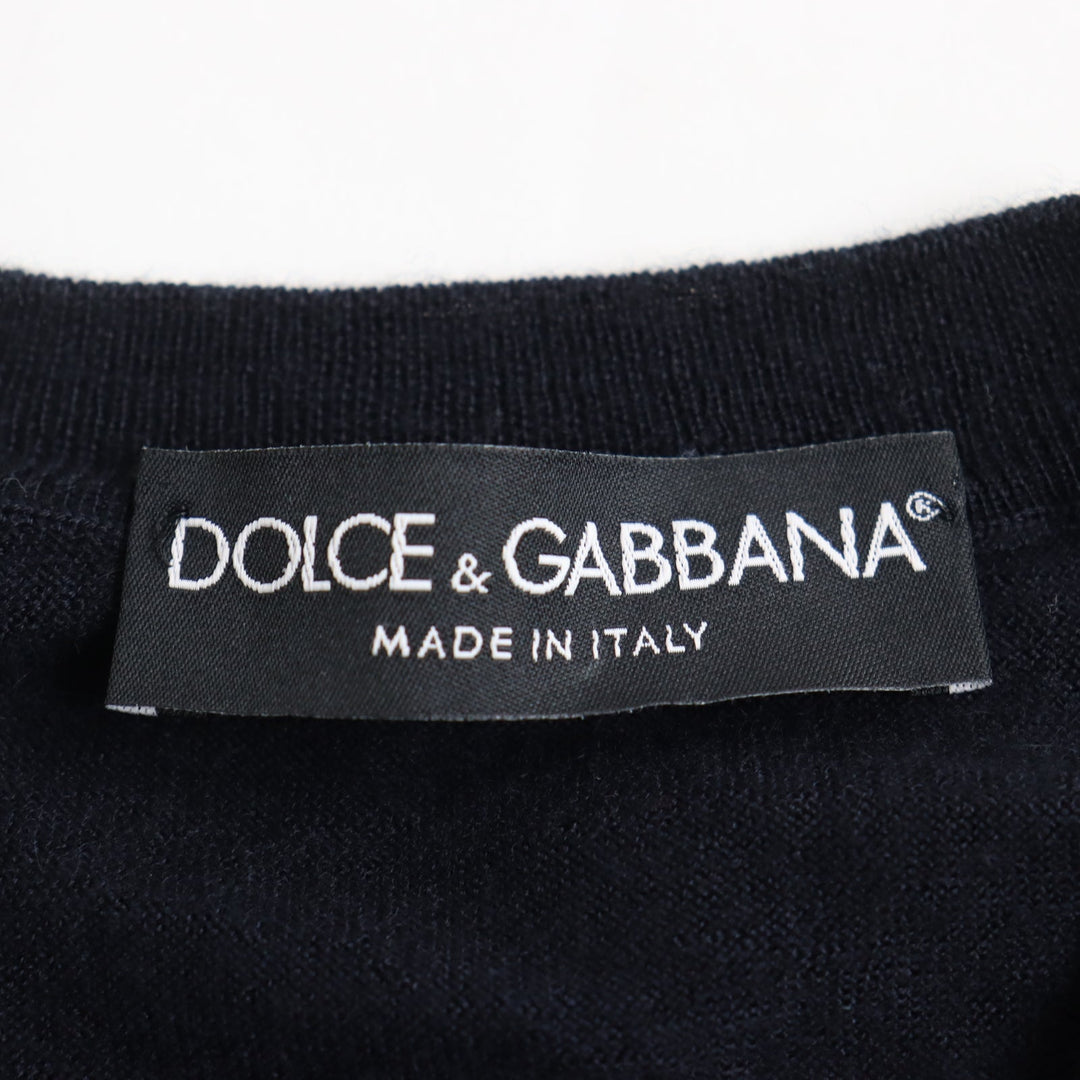 DOLCE&GABBANA sweater Main: 70% cashmere, Main: 30% silk Dark navy mens 48 Used Authentic