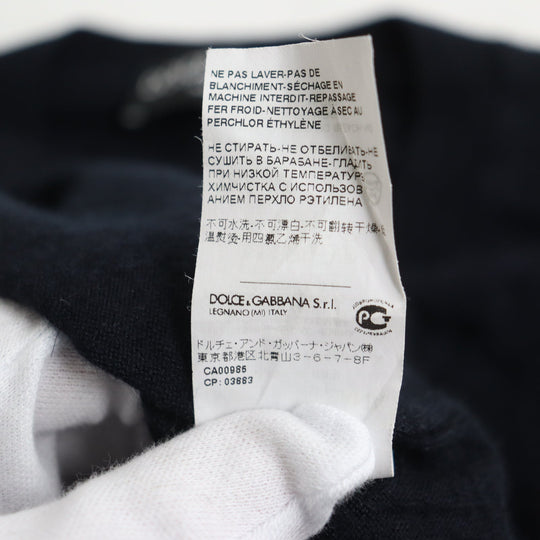 DOLCE&GABBANA sweater Main: 70% cashmere, Main: 30% silk Dark navy mens 48 Used Authentic