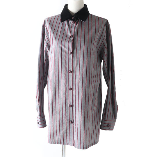 CHANEL Long sleeve shirt 22B P73409 Outer: 96% cotton, Outer: 4% polyester, Part: 71% cotton, Part: 29% silk Gray x Pink x Black Women 36 Used Authentic