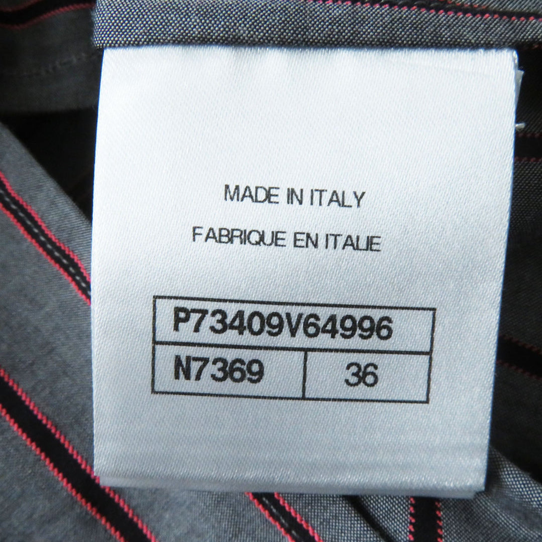 CHANEL Long sleeve shirt 22B P73409 Outer: 96% cotton, Outer: 4% polyester, Part: 71% cotton, Part: 29% silk Gray x Pink x Black Women 36 Used Authentic