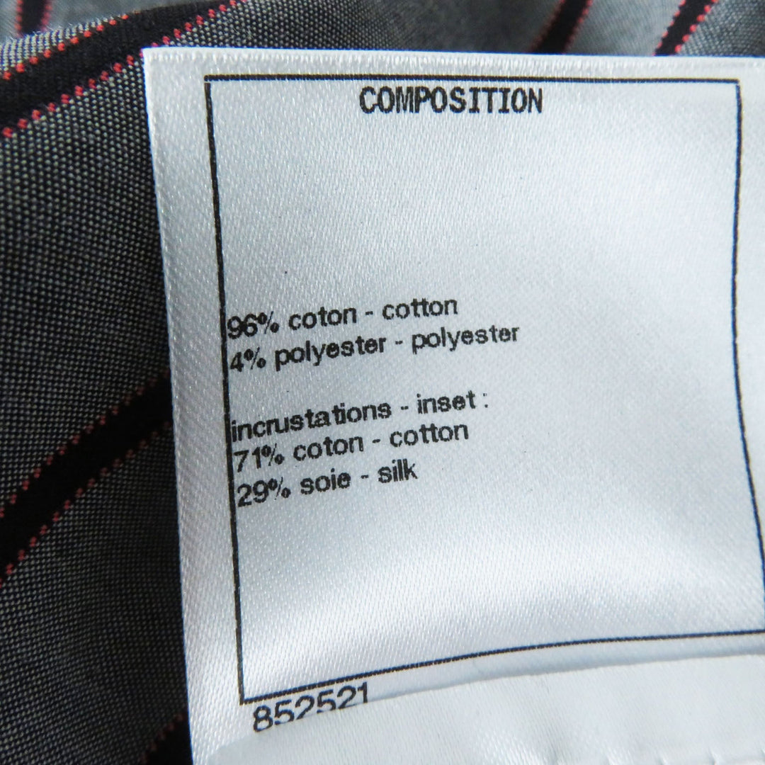 CHANEL Long sleeve shirt 22B P73409 Outer: 96% cotton, Outer: 4% polyester, Part: 71% cotton, Part: 29% silk Gray x Pink x Black Women 36 Used Authentic