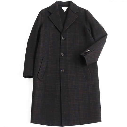BOTTEGAVENETA Chester coat 653123 V0BL0 Outer: 98% wool, Outer: 2% elastane (polyurethane), Lining: 100% rayon Brown x black mens 44 Used Authentic