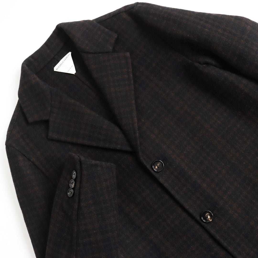 BOTTEGAVENETA Chester coat 653123 V0BL0 Outer: 98% wool, Outer: 2% elastane (polyurethane), Lining: 100% rayon Brown x black mens 44 Used Authentic