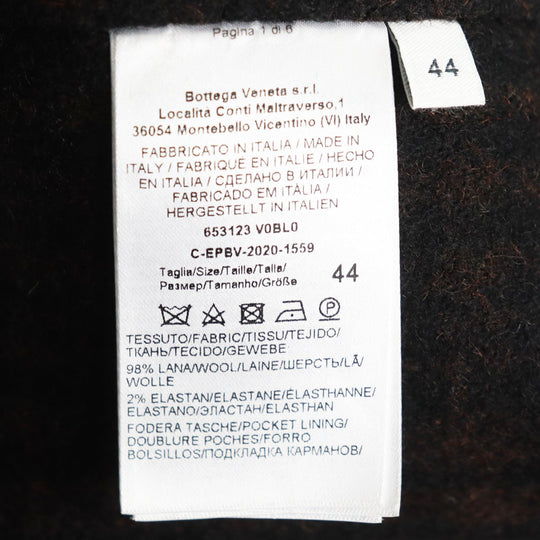 BOTTEGAVENETA Chester coat 653123 V0BL0 Outer: 98% wool, Outer: 2% elastane (polyurethane), Lining: 100% rayon Brown x black mens 44 Used Authentic