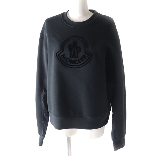 MONCLER pullover Main: 100% cotton, back body: 100% nylon, rib part: 100% cotton, back body lining: 100% cotton, other fabric: 100% nylon, embroidery part: 100% rayon black SWEAT SHIRT Women M Used Authentic