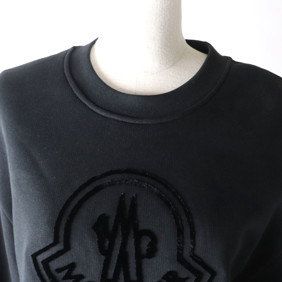 MONCLER pullover Main: 100% cotton, back body: 100% nylon, rib part: 100% cotton, back body lining: 100% cotton, other fabric: 100% nylon, embroidery part: 100% rayon black SWEAT SHIRT Women M Used Authentic