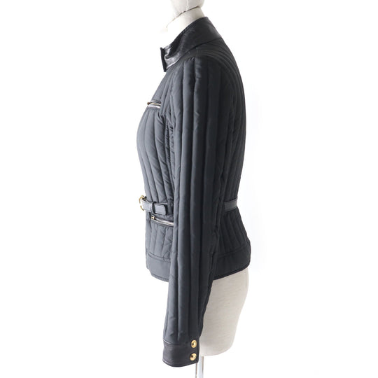 GUCCI Down jacket Outer: 100% polyester, Part: Leather, Lining: 100% polyamide (nylon), Filling: 90% down, Filling: 10% feather black Women 38 Used Authentic