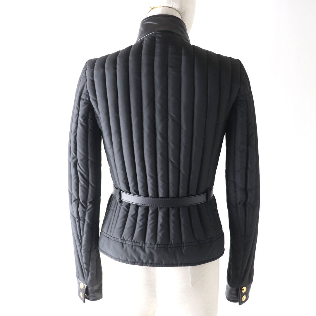 GUCCI Down jacket Outer: 100% polyester, Part: Leather, Lining: 100% polyamide (nylon), Filling: 90% down, Filling: 10% feather black Women 38 Used Authentic