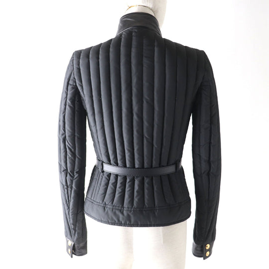 GUCCI Down jacket Outer: 100% polyester, Part: Leather, Lining: 100% polyamide (nylon), Filling: 90% down, Filling: 10% feather black Women 38 Used Authentic