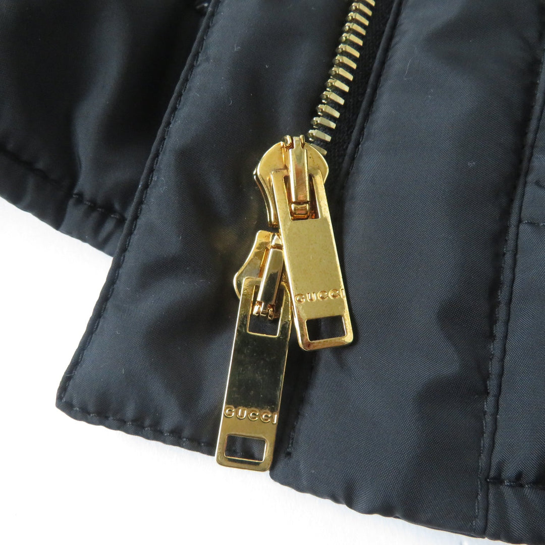 GUCCI Down jacket Outer: 100% polyester, Part: Leather, Lining: 100% polyamide (nylon), Filling: 90% down, Filling: 10% feather black Women 38 Used Authentic