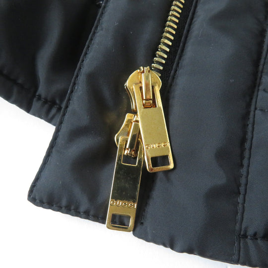 GUCCI Down jacket Outer: 100% polyester, Part: Leather, Lining: 100% polyamide (nylon), Filling: 90% down, Filling: 10% feather black Women 38 Used Authentic