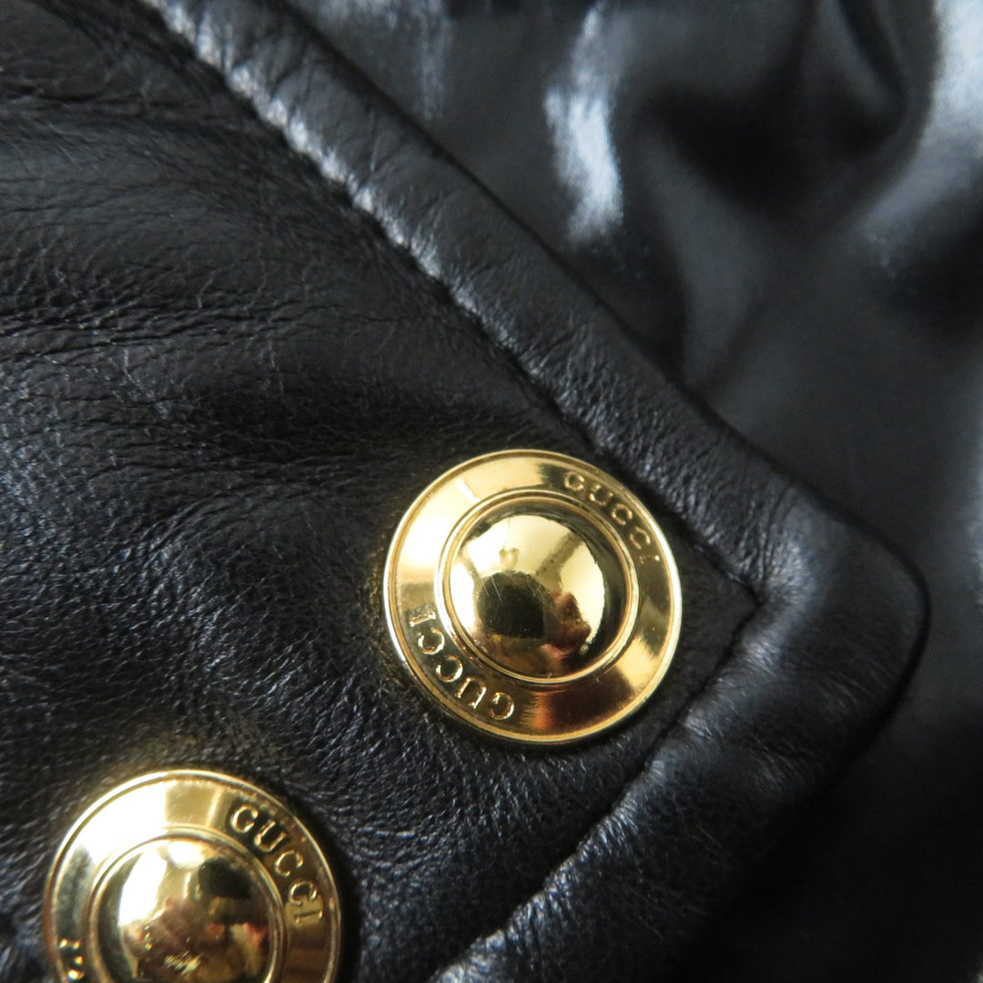GUCCI Down jacket Outer: 100% polyester, Part: Leather, Lining: 100% polyamide (nylon), Filling: 90% down, Filling: 10% feather black Women 38 Used Authentic