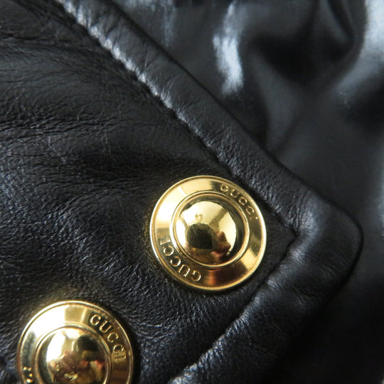 GUCCI Down jacket Outer: 100% polyester, Part: Leather, Lining: 100% polyamide (nylon), Filling: 90% down, Filling: 10% feather black Women 38 Used Authentic