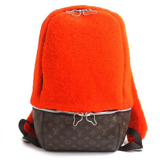 LOUIS VUITTON Backpack M40277 Monogram canvas x fleece/sheepskin Orange Monogram 2014 Celebrating Monogram Sac a do Bosphore mens Used Authentic