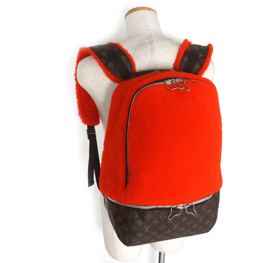 LOUIS VUITTON Backpack M40277 Monogram canvas x fleece/sheepskin Orange Monogram 2014 Celebrating Monogram Sac a do Bosphore mens Used Authentic
