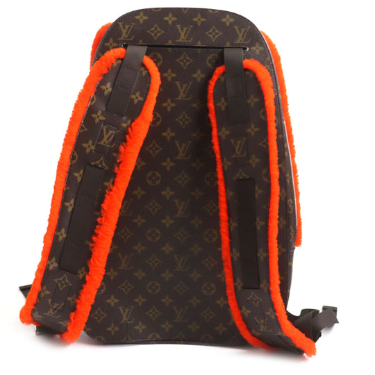LOUIS VUITTON Backpack M40277 Monogram canvas x fleece/sheepskin Orange Monogram 2014 Celebrating Monogram Sac a do Bosphore mens Used Authentic