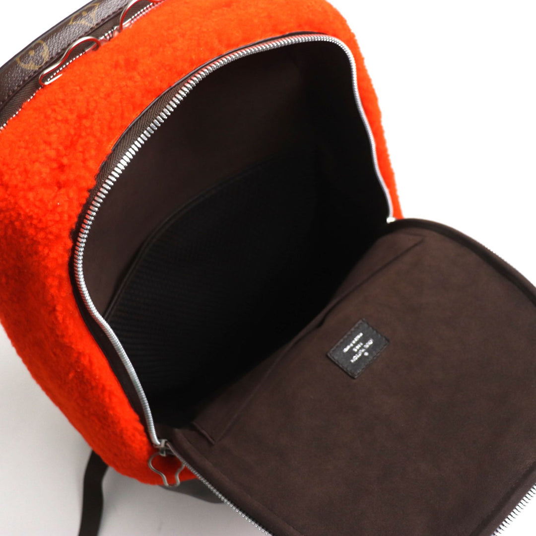 LOUIS VUITTON Backpack M40277 Monogram canvas x fleece/sheepskin Orange Monogram 2014 Celebrating Monogram Sac a do Bosphore mens Used Authentic