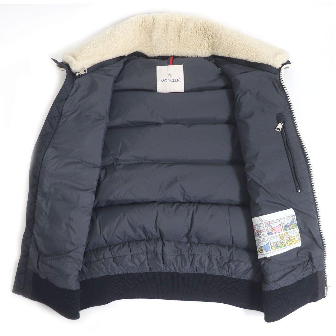 MONCLER Down vest Main: 100% nylon, Filling: 90% down, Filling: 10% feather, Other fabric: 100% wool, Fur part: sheep Navy AUBE GILET mens 2 Used Authentic