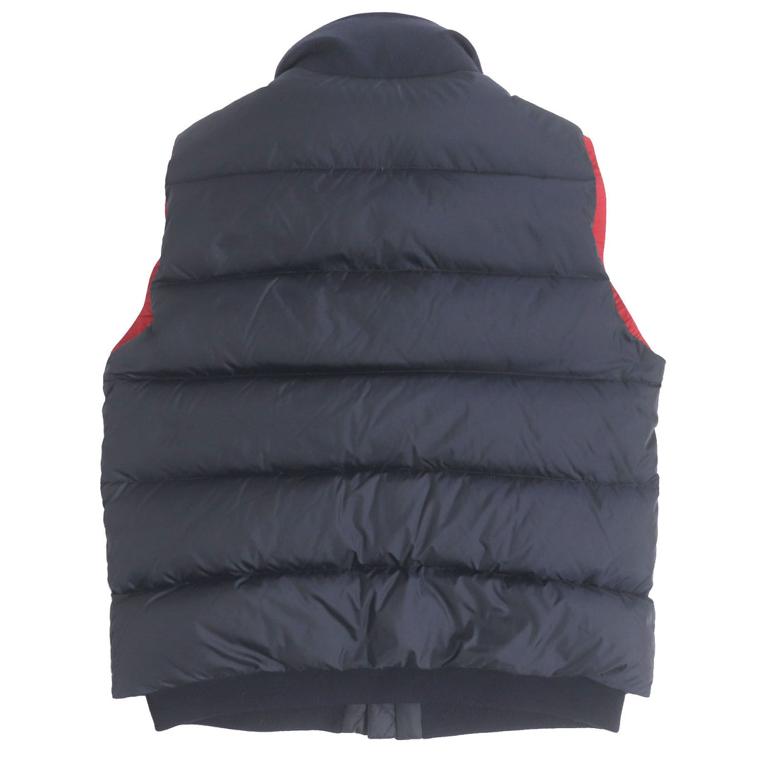 MONCLER Down vest Main: 100% nylon, Filling: 90% down, Filling: 10% feather, Other fabric: 100% wool, Fur part: sheep Navy AUBE GILET mens 2 Used Authentic