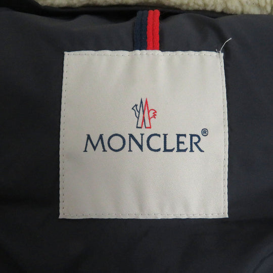 MONCLER Down vest Main: 100% nylon, Filling: 90% down, Filling: 10% feather, Other fabric: 100% wool, Fur part: sheep Navy AUBE GILET mens 2 Used Authentic
