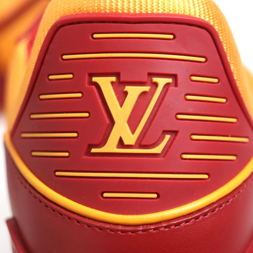 LOUIS VUITTON sneakers Main: Leather Orange red LV trainer line mens 6 1/2 Used Authentic