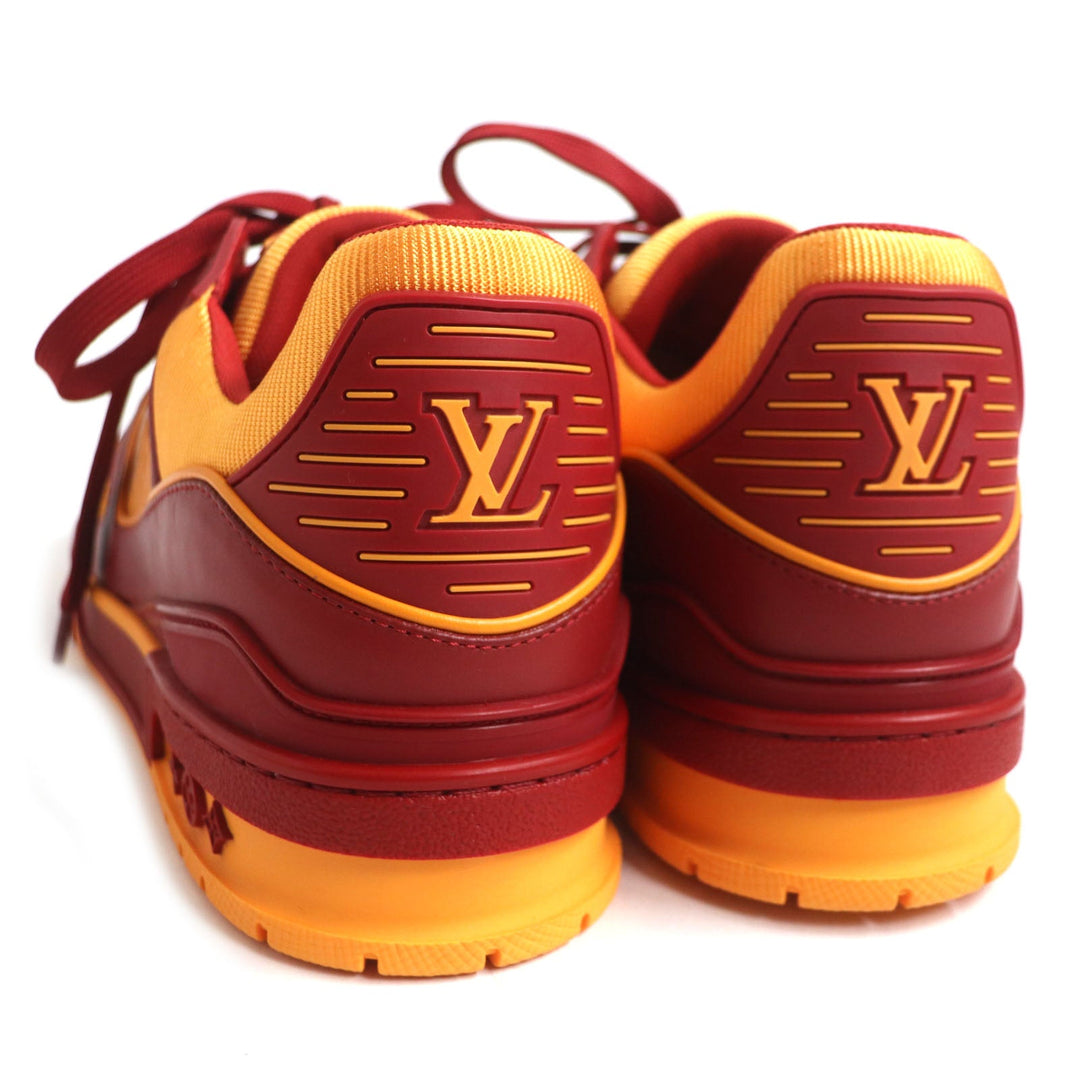 LOUIS VUITTON sneakers Main: Leather Orange red LV trainer line mens 6 1/2 Used Authentic