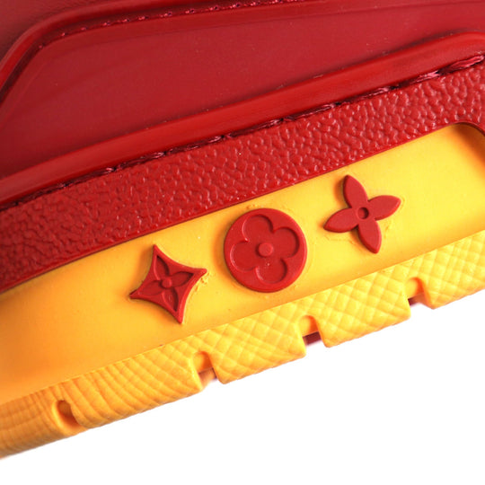 LOUIS VUITTON sneakers Main: Leather Orange red LV trainer line mens 6 1/2 Used Authentic