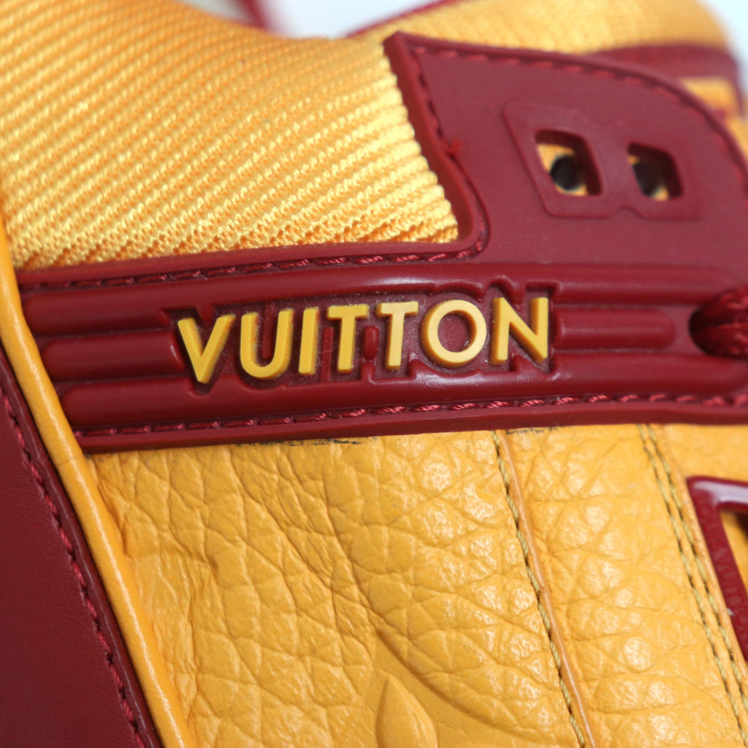 LOUIS VUITTON sneakers Main: Leather Orange red LV trainer line mens 6 1/2 Used Authentic