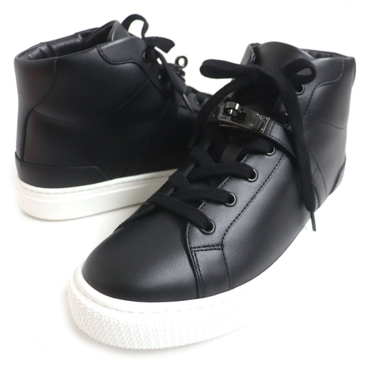 HERMES High cut sneakers Main: Leather black Daydream mens 39.5 Used Authentic