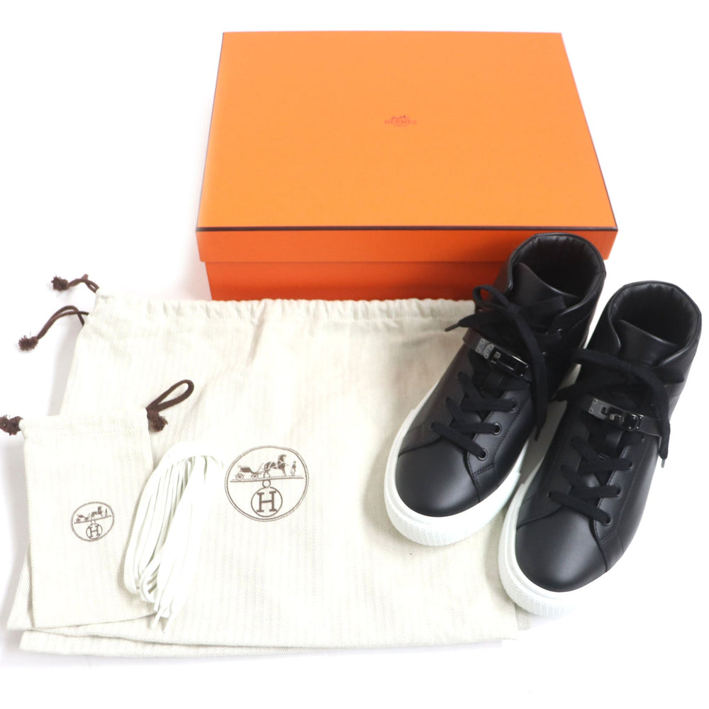 HERMES High cut sneakers Main: Leather black Daydream mens 39.5 Used Authentic