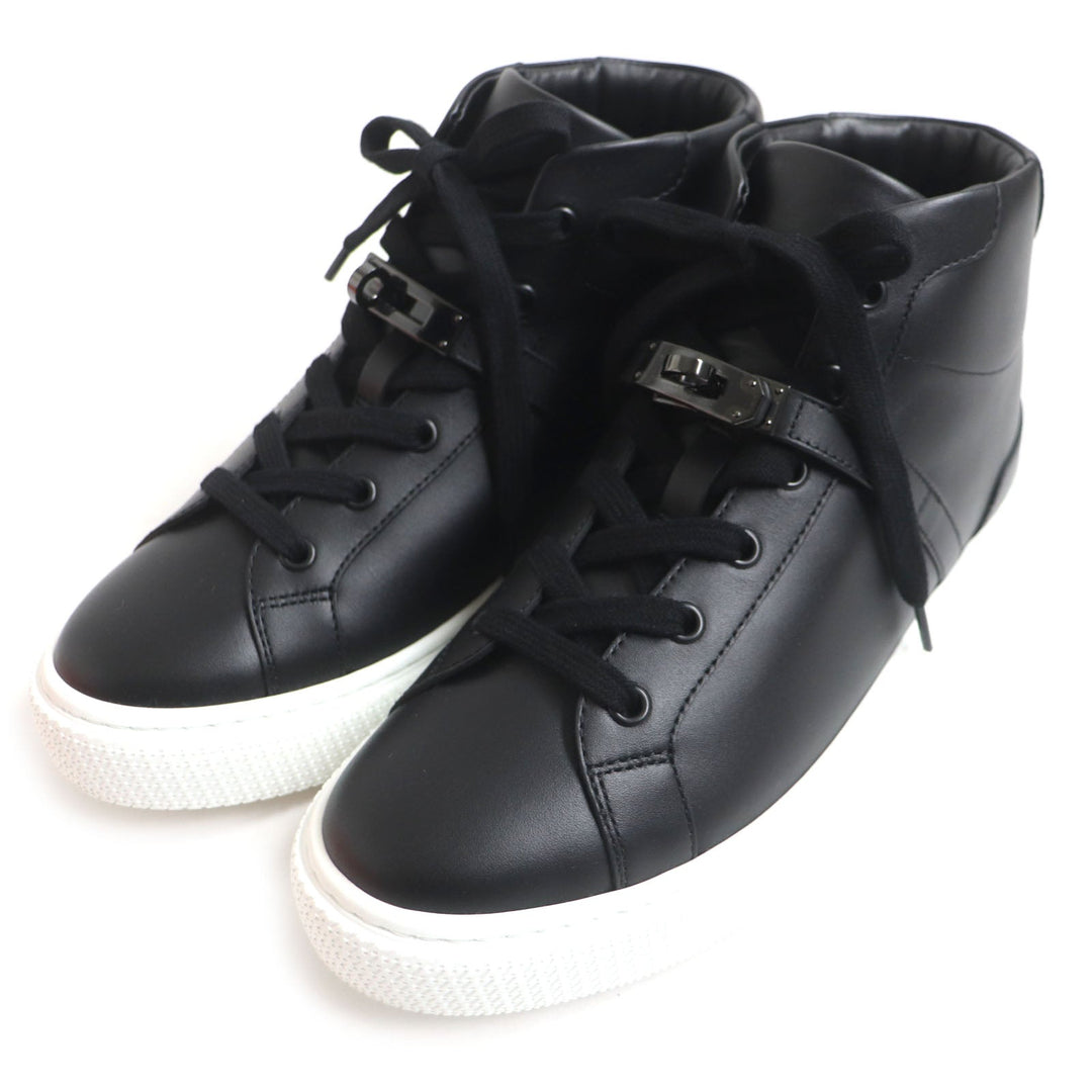 HERMES High cut sneakers Main: Leather black Daydream mens 39.5 Used Authentic