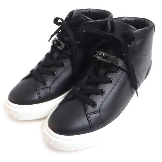 HERMES High cut sneakers Main: Leather black Daydream mens 39.5 Used Authentic