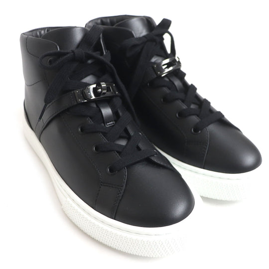 HERMES High cut sneakers Main: Leather black Daydream mens 39.5 Used Authentic