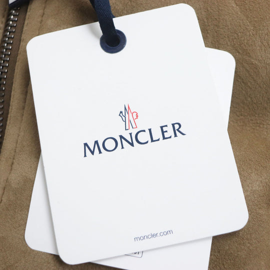 MONCLER Down jacket Main: Mouton, Part: 100% nylon, Part: Leather, Filling: 90% down, Filling: 10% feather Brown CURVAL mens Zero size Used Authentic