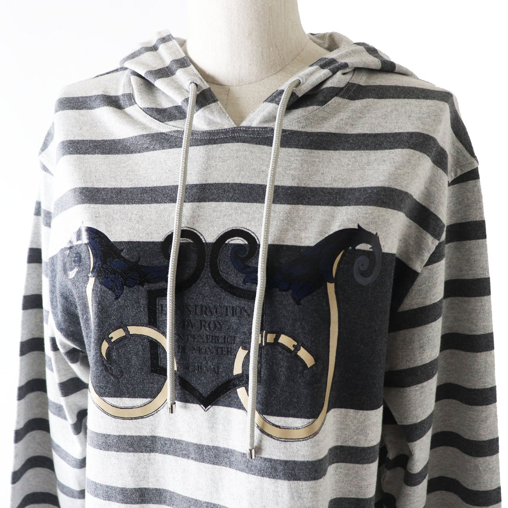 HERMES one piece Outer: 100% cotton, Rib: 82% cotton, 16% nylon, 2% polyurethane Gray Border Pattern L'Instruction du Roy Women 34 Used Authentic