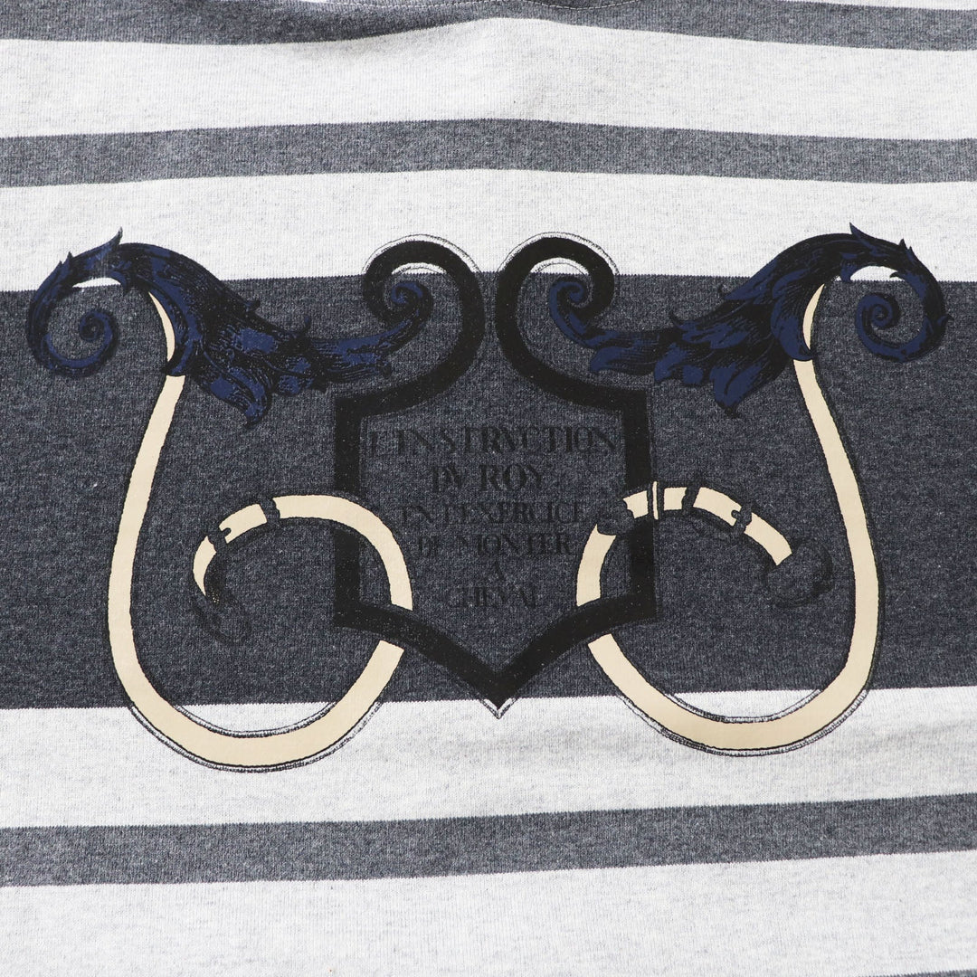 HERMES one piece Outer: 100% cotton, Rib: 82% cotton, 16% nylon, 2% polyurethane Gray Border Pattern L'Instruction du Roy Women 34 Used Authentic