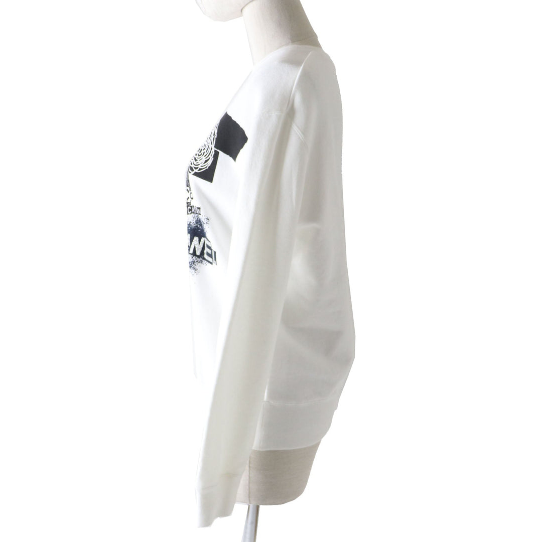 CHANEL sweat 20P P63298 Main: 100% cotton white graphic logo sweatshirt Women XS Used Authentic