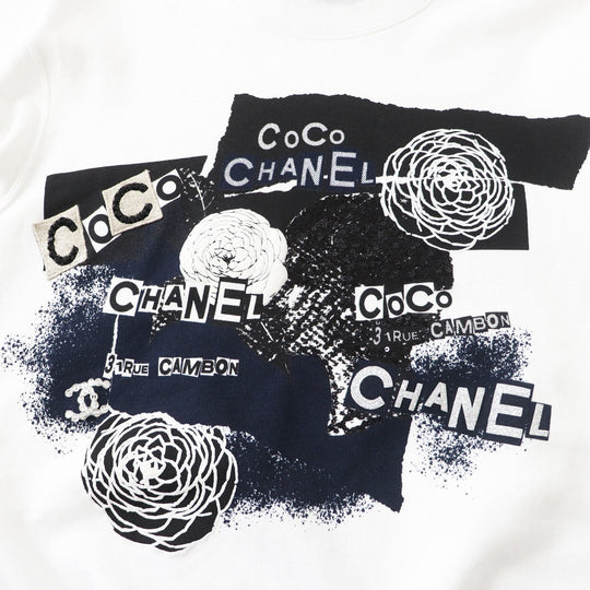 CHANEL sweat 20P P63298 Main: 100% cotton white graphic logo sweatshirt Women XS Used Authentic